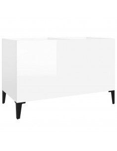 Mobile Porta Dischi Bianco Lucido 74,5x38x48 Legno Multistrato 2