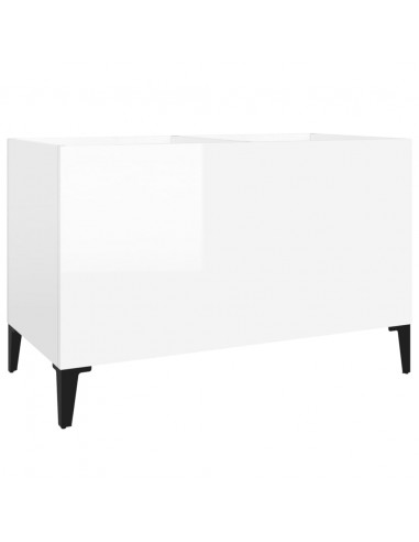 Mobile Porta Dischi Bianco Lucido 74,5x38x48 Legno Multistrato