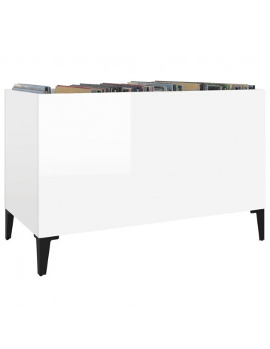 Mobile Porta Dischi Bianco Lucido 74,5x38x48 Legno Multistrato