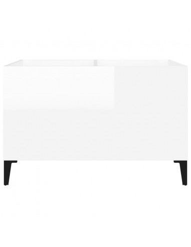 Mobile Porta Dischi Bianco Lucido 74,5x38x48 Legno Multistrato