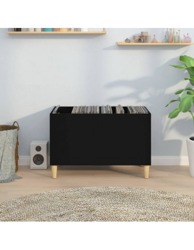 Mobile Porta Dischi Nero 74,5x38x48 cm in Legno Multistrato