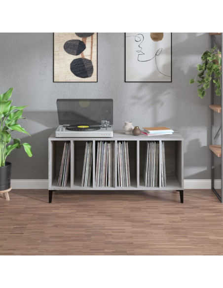 Mobile Porta Dischi Grigio Sonoma 100x38x48cm Legno Multistrato