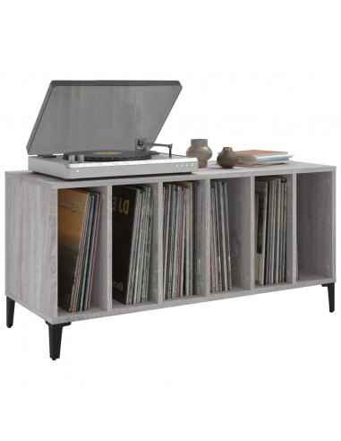 Mobile Porta Dischi Grigio Sonoma 100x38x48cm Legno Multistrato