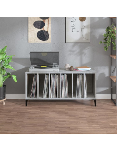 Mobile Porta Dischi Grigio Cemento 100x38x48 Legno Multistrato