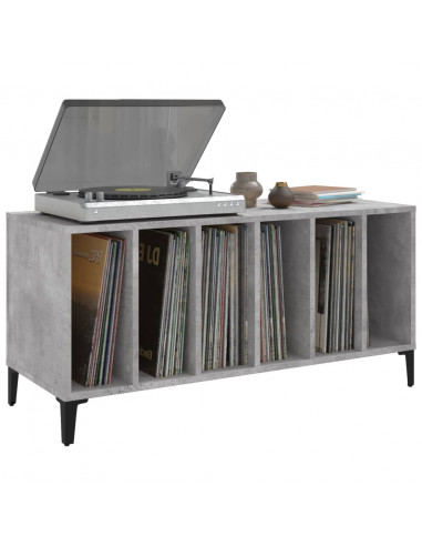 Mobile Porta Dischi Grigio Cemento 100x38x48 Legno Multistrato