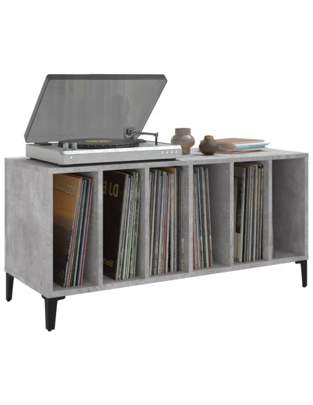 Mobile Porta Dischi Grigio Cemento 100x38x48 Legno Multistrato
