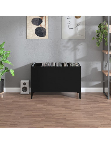 Mobile Porta Dischi Nero 74,5x38x48 cm in Legno Multistrato