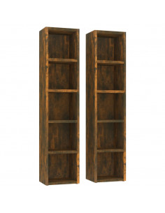 Mobili Porta CD 2pz Rovere Fumo 21x16x93,5cm Legno Multistrato 2