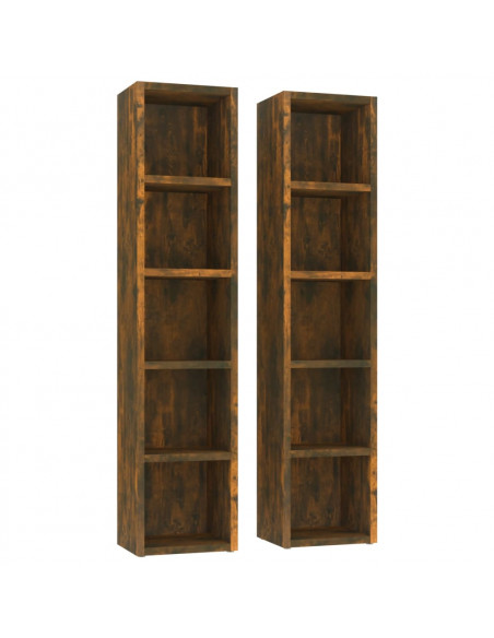 Mobili Porta CD 2pz Rovere Fumo 21x16x93,5cm Legno Multistrato
