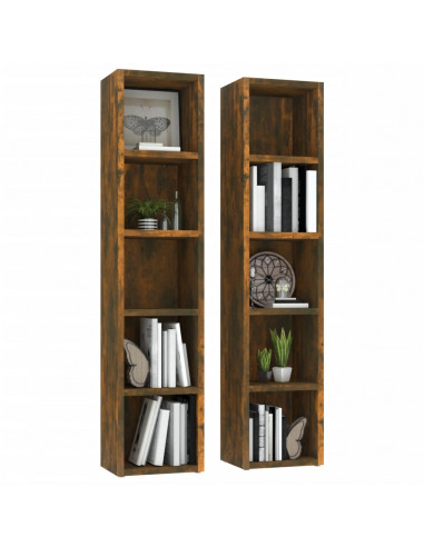 Mobili Porta CD 2pz Rovere Fumo 21x16x93,5cm Legno Multistrato