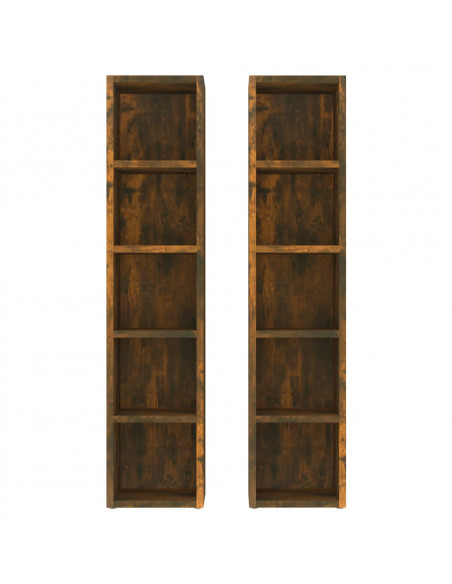Mobili Porta CD 2pz Rovere Fumo 21x16x93,5cm Legno Multistrato