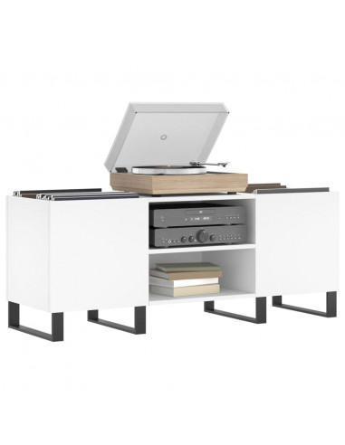 Mobile Porta Dischi Bianco 121x38x48 cm in Legno Multistrato