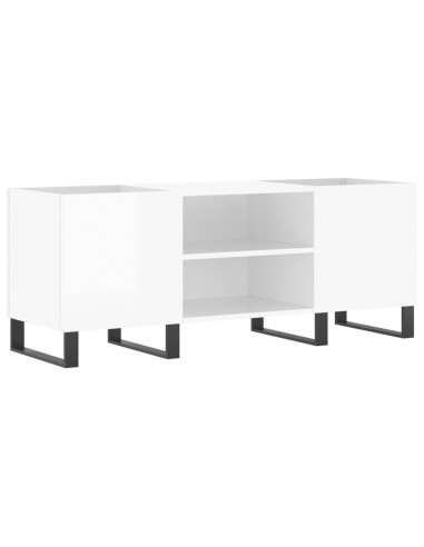 Mobile Porta Dischi Bianco Lucido 121x38x48cm Legno Multistrato