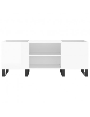 Mobile Porta Dischi Bianco Lucido 121x38x48cm Legno Multistrato