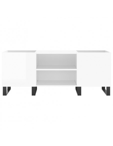 Mobile Porta Dischi Bianco Lucido 121x38x48cm Legno Multistrato