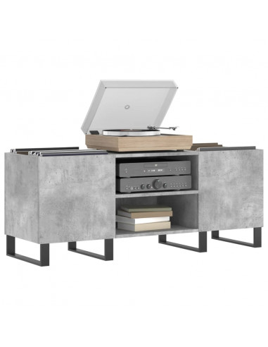 Mobile Porta Dischi Grigio Cemento 121x38x48 Legno Multistrato