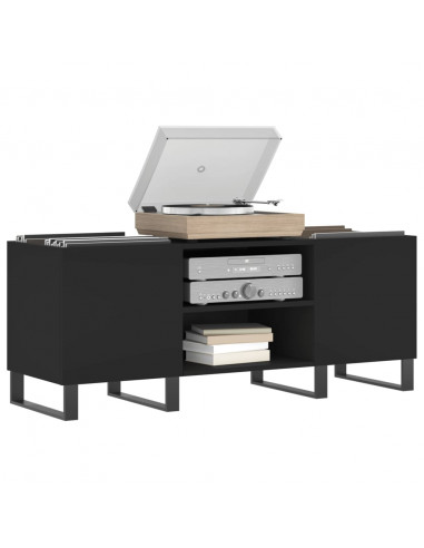 Mobile Porta Dischi Nero 121x38x48 cm in Legno Multistrato