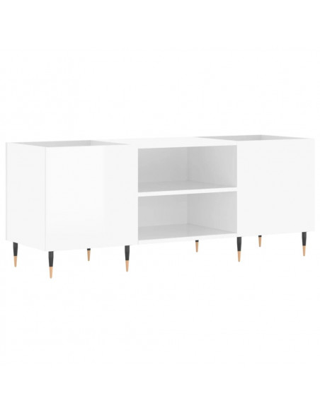 Mobile Porta Dischi Bianco Lucido 121x38x48cm Legno Multistrato