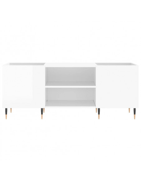 Mobile Porta Dischi Bianco Lucido 121x38x48cm Legno Multistrato