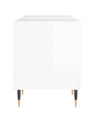 Mobile Porta Dischi Bianco Lucido 121x38x48cm Legno Multistrato