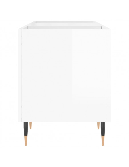 Mobile Porta Dischi Bianco Lucido 121x38x48cm Legno Multistrato