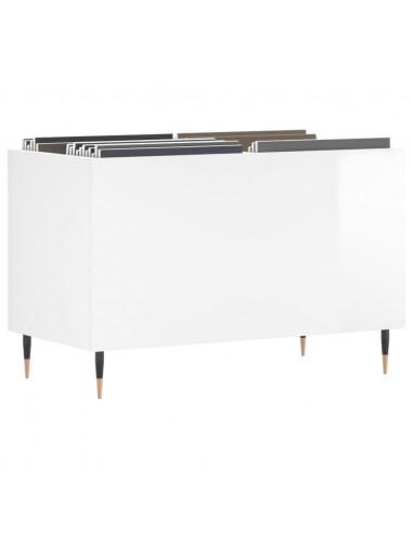 Mobile Porta Dischi Bianco Lucido 74,5x38x48 Legno Multistrato