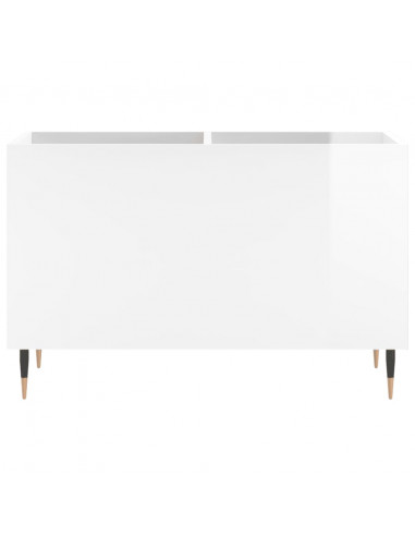Mobile Porta Dischi Bianco Lucido 74,5x38x48 Legno Multistrato