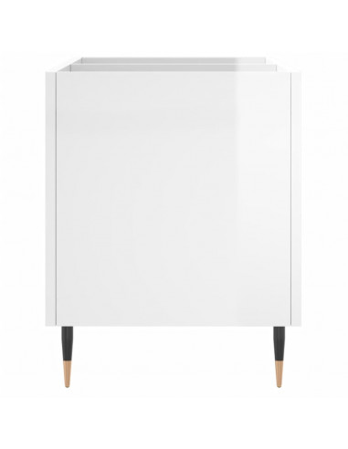 Mobile Porta Dischi Bianco Lucido 74,5x38x48 Legno Multistrato