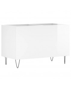 Mobile Porta Dischi Bianco Lucido 74,5x38x48 Legno Multistrato 2