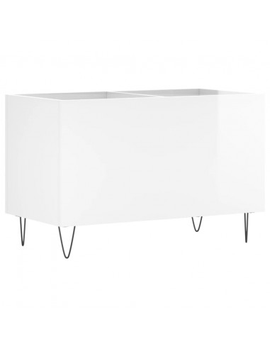 Mobile Porta Dischi Bianco Lucido 74,5x38x48 Legno Multistrato