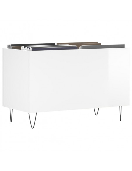 Mobile Porta Dischi Bianco Lucido 74,5x38x48 Legno Multistrato