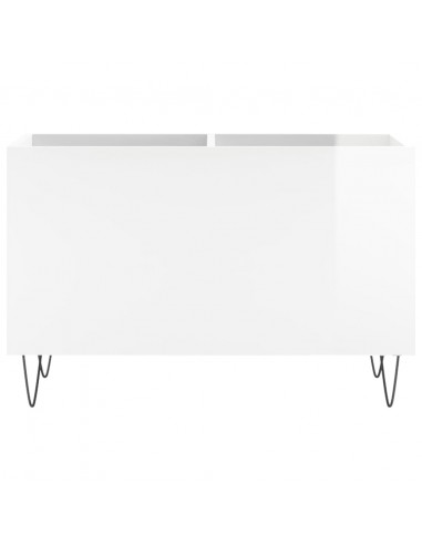 Mobile Porta Dischi Bianco Lucido 74,5x38x48 Legno Multistrato