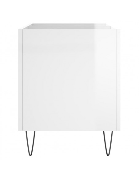 Mobile Porta Dischi Bianco Lucido 74,5x38x48 Legno Multistrato