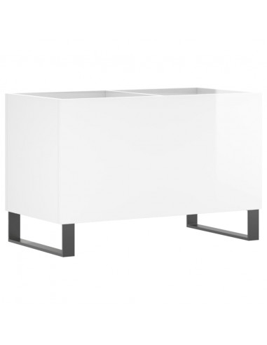 Mobile Porta Dischi Bianco Lucido 74,5x38x48 Legno Multistrato