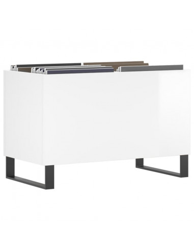 Mobile Porta Dischi Bianco Lucido 74,5x38x48 Legno Multistrato