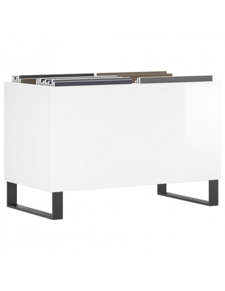Mobile Porta Dischi Bianco Lucido 74,5x38x48 Legno Multistrato