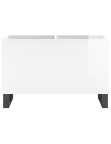 Mobile Porta Dischi Bianco Lucido 74,5x38x48 Legno Multistrato