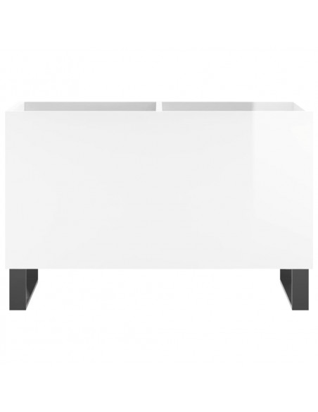 Mobile Porta Dischi Bianco Lucido 74,5x38x48 Legno Multistrato