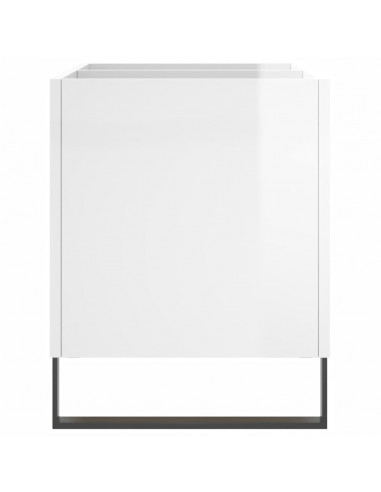 Mobile Porta Dischi Bianco Lucido 74,5x38x48 Legno Multistrato