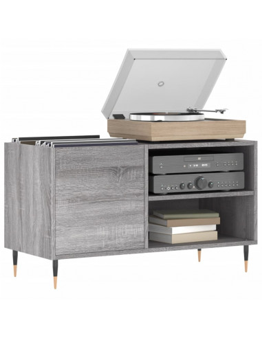 Mobile Porta Dischi Grigio Sonoma 85x38x48 cm Legno Multistrato