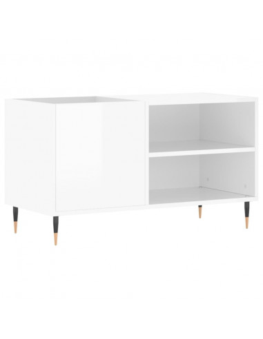 Mobile Porta Dischi Bianco Lucido 85x38x48 cm Legno Multistrato