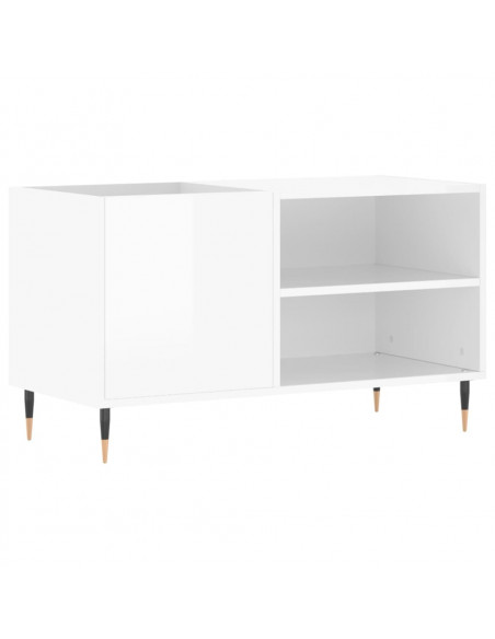 Mobile Porta Dischi Bianco Lucido 85x38x48 cm Legno Multistrato