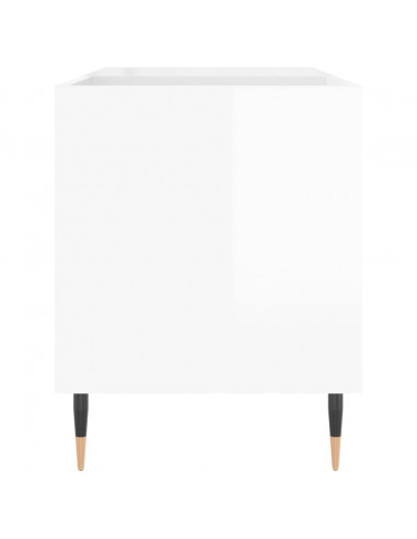 Mobile Porta Dischi Bianco Lucido 85x38x48 cm Legno Multistrato
