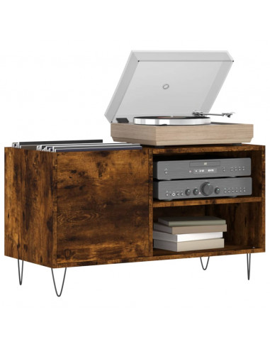 Mobile Porta Dischi Rovere Fumo 85x38x48 cm Legno Multistrato