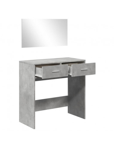 Toeletta con Specchio Grigio Cemento 80x39x80 cm