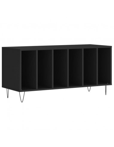 Mobile Porta Dischi Nero 100x38x48 cm in Legno Multistrato