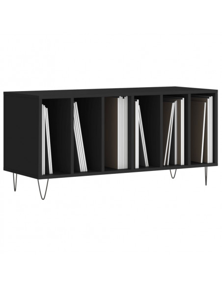 Mobile Porta Dischi Nero 100x38x48 cm in Legno Multistrato
