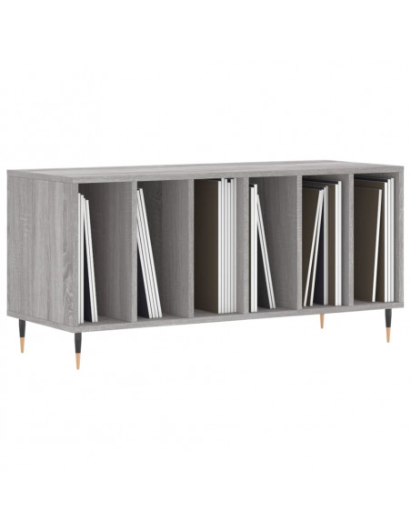 Mobile Porta Dischi Grigio Sonoma 100x38x48cm Legno Multistrato