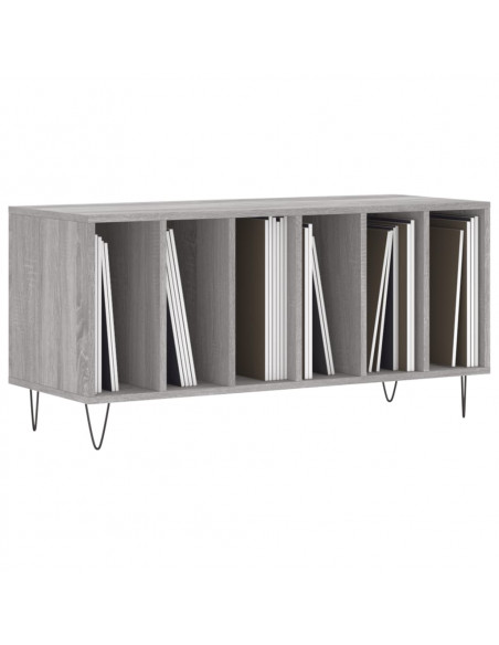 Mobile Porta Dischi Grigio Sonoma 100x38x48cm Legno Multistrato