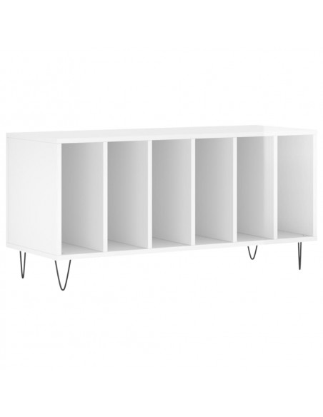 Mobile Porta Dischi Bianco Lucido 100x38x48cm Legno Multistrato